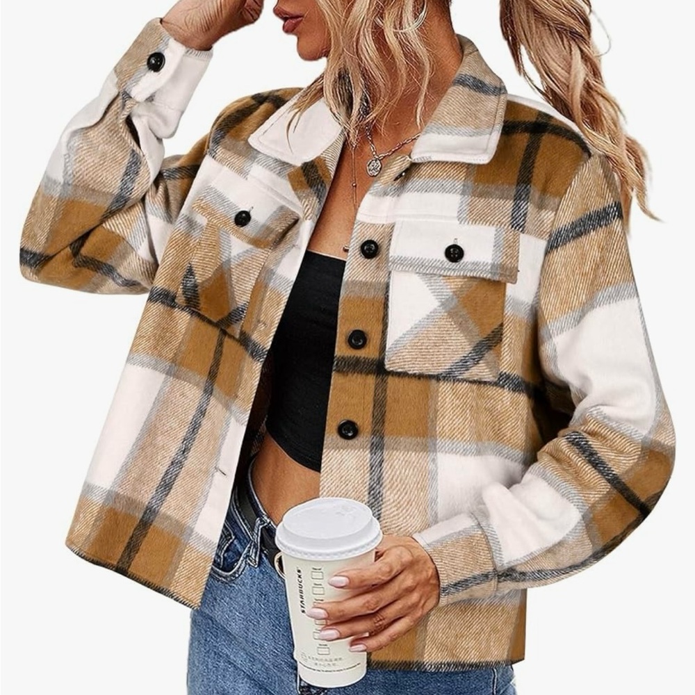 Women’s Plaid Cropped Flannel Shacket Size XS